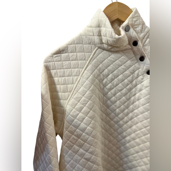 Cable & Gauge whisper white quilted mock neck pullover sweatshirt NWT - Picture 4 of 14